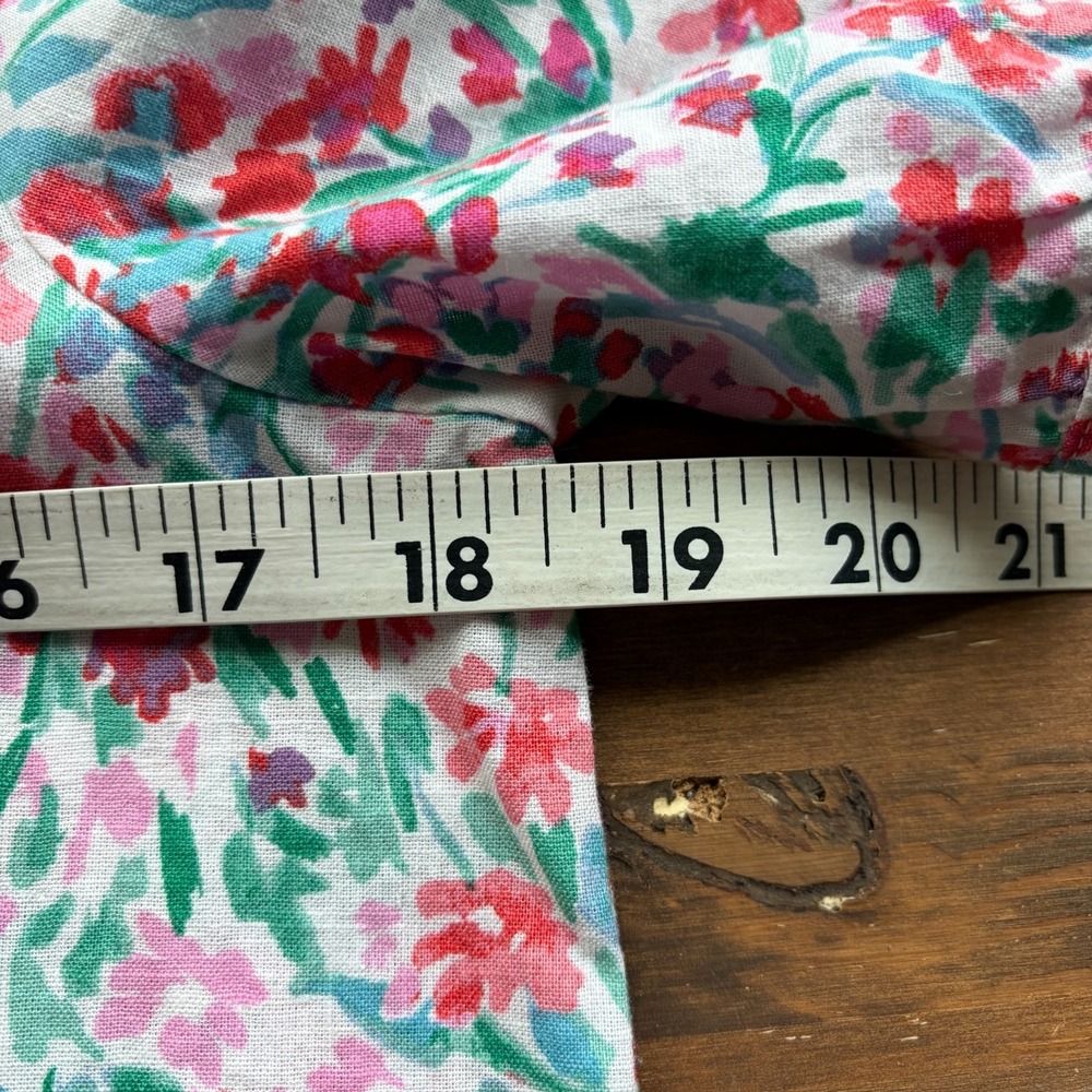 J Crew Womens Linen Blend Floral Button Up Top Size XS Smock Neck Lightweight - Picture 9 of 10